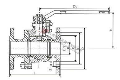 Q41F軟密封球閥外形結(jié)構(gòu)圖
